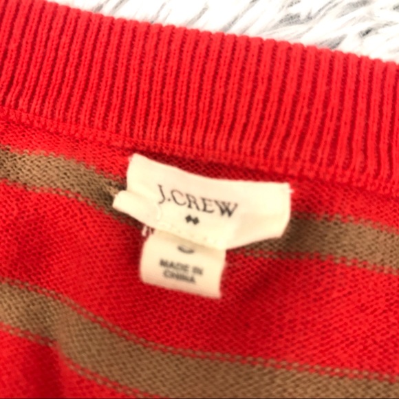 J. Crew Orange Striped Button Up Cardigan EUC - Picture 9 of 10